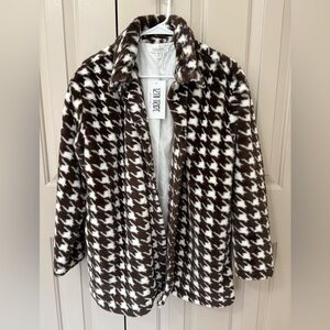 12th Tribe brown houndstooth faux fur Jacket s/m